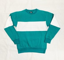 Fan Cloth Crew Neck Cotton Rich Fleece Sweatshirt Men's S Teal W/ White Stripe Men's Sweatshirt price