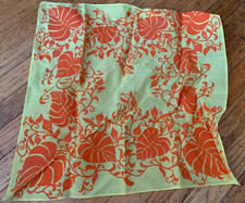 Vintage Yellow & Orange Leaf Pattern Headscarf  21.5" X 21.5" Unlabeled Headscarf price