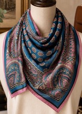 Vintage Silk Scarf Paisley Medallion Square Head Neck Wrap Bohemian Boho Artsy Headscarf price