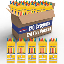 Wholesale Bright Wax Coloring Crayons in Bulk 24 Pack, 5 per Box in Assorted Bun Wax Crayons price