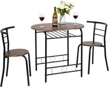3 Piece Dining Set Small Kitchen Table Set w/Metal Frame &Wine Rack US STOCK Dining & Kitchen Table price