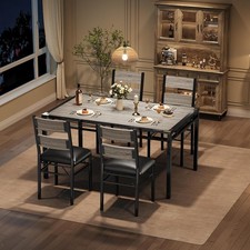 Dining Table Set for 4 with Upholstered Chairs Wood Kitchen Table Chairs Set Dining & Kitchen Table price