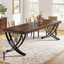 79" Rustic Brown Dining Table Large Rectangular Dinner Kitchen Table for 6 to 8 Dining & Kitchen Table price