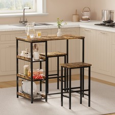 Modern 3-Piece Dining Table Set with Storage Shelves Kitchen Table and 2 Stools Dining & Kitchen Table price