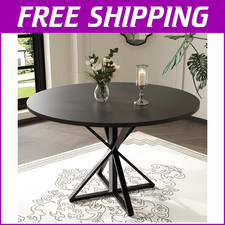 47-Inch Round Dining Table, Wood Kitchen Table w/ Metal Base for 4-6 People Dining & Kitchen Table price