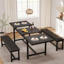 3 Pieces Dining Room Table Set for 4-6 People, 63' Extendable Kitchen Table Set Dining & Kitchen Table price