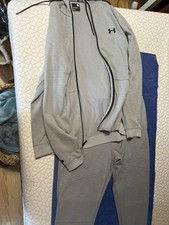 Under Armour Men’s Gray 2pc Tracksuit Full Zip Hooded Pockets Fleece XL/L Men's Tracksuit price