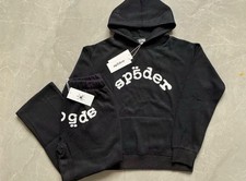 SP5DER Men's 2-Piece Logo Hoodie & Pants Set Black/White Size M Men's Tracksuit price