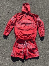 Men's 2pc Hooded Full-Zip Nylon Jacket & Shorts Set L Red/White Logo Men's Tracksuit price