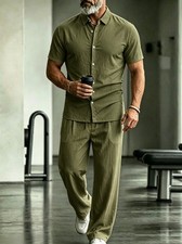 Mens Summer Track Suits 2 Piece Pants Sets Short Sleeve Sweatsuit Outfits Men's Tracksuit price
