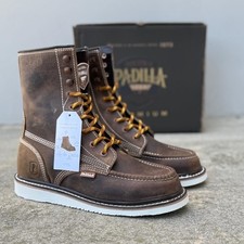 MENS PADILLA 8 INCH MOC TOE WORK BOOTS LACE UP GENUINE LEATHER SOFT TOE HANDMADE Men's Boots price