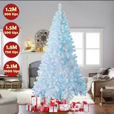4ft/5ft/6ft/7ft White Christmas Tree Bushy With Blue LED Lights Pine Decor US Christmas Tree price