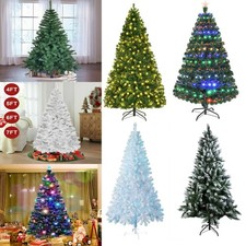 4/5/6/7FT Artificial Christmas Tree with LED Lights Stand Xmas Holiday Pre Lit Christmas Tree price