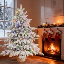 3FT Prelit Flocked Tabletop Christmas Tree Artificial Mini Xmas Tree & 100 light Christmas Tree price