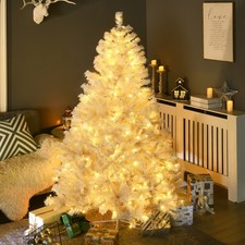 HOMCOM 6 Ft Artificial Christmas Tree with LED Lights, White, Used Christmas Tree price