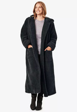 Woman Within Long Hooded Berber Fleece Coat in Black - Size 18/20 Women's Overcoat price
