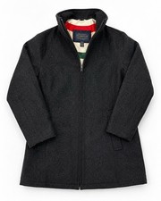 Pendleton Womens Small Wool Blend Coat Charcoal Full Zip Stripe Lined Jacket Women's Overcoat price