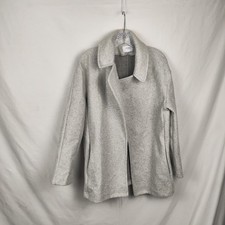 Zara Coat Womens Small Gray Wool Open Front Collared Pockets Relaxed Mid Length Women's Overcoat price
