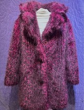 Vintage Pink Faux Fur Leopard Coat Women's Overcoat price