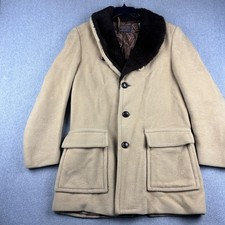 Sir Vintage Pendleton Coat Womens 40/42 Beige Overcoat Fur Shawl Collar 60s Women's Overcoat price