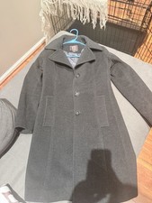 Anne Klein Women's Black Wool Long Overcoat Button Front Collared Lined 4 Women's Overcoat price