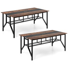 2PCS 6 FT Conference Table w/Cable Grommet Storage Shelf for Meeting Room Office Conference Table price