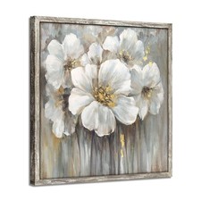 Wall Art Painting Artwork Picture: Neutral Floral Wood Panel Framed Ready to ... Multi-piece / Forex Wall Art price