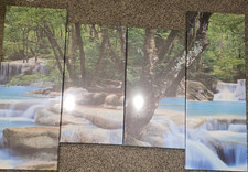 Waterfall Nature Landscape Canvas Print Wall Art, 4-Panel Multi-Part Vertical Multi-piece / Forex Wall Art price
