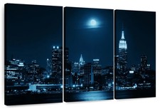 Moonrise Over Manhattan Multi 3-Panel Canvas Wall Art New York City NYC 23"x14" Multi-piece / Forex Wall Art price