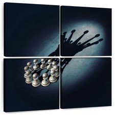 Pawn Crown Shadow Multi 4-Panel Canvas Wall Art Chess King Silhouette 18" x 18" Multi-piece / Forex Wall Art price
