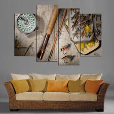 Multi Panel Print Fly Fishing Canvas Wall Art Trout Fisherman Man Cave 5 Piece Multi-piece / Forex Wall Art price