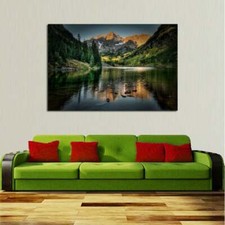Multi Panel Print Mountain Lake View Canvas Wall Art Landscape River 5 Piece Multi-piece / Forex Wall Art price