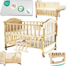 Portable Mini Baby Crib 4 in 1 Convertible w/ Memory Foam Mattress Natural Wood Crib price