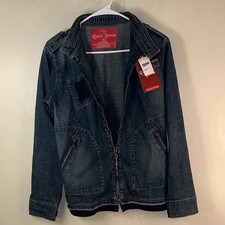 Rustic Denim Juniors XL Blue Zip Front Jacket Collared Short 90s Casual Women's Jacket price