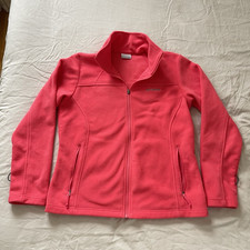 Columbia Women’s L Solid Bright Salmon Full Zip Jacket w/ Zipped Pockets Short Women's Jacket price