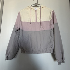 FULL TILT Women’s Colorblock Hooded Full Zip Windbreaker Jacket XS Gray Pink Women's Jacket price
