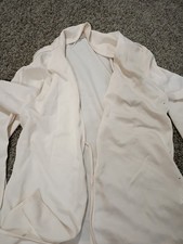 Women’s White Lightweight Open Front Long Cardigan Jacket Long Sleeve Size L Women's Jacket price