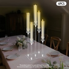 6PC 5-Head Acrylic Candle Holder 24*12*68cm Wedding Decor Tabletop Candle Holder Candle Holder price