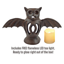 Rustic Cast Iron Bat Candle Holder – Halloween Home 10" Decor w/ Free LED Candle Candle Holder price