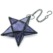 Star Lantern Hanging Glass Star Purple Decoravtive Lantern Candle Holder for Hom Candle Holder price