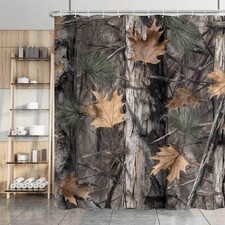 Rustic Camouflage Camping Shower Curtain, Fashion Fall Woodland Cabin Bathroo... Shower Cabin price