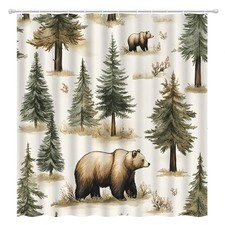 Forest Bear Shower Curtain Rustic Cabin Pine Tree Fir 70" W x 70" L Green Brown Shower Cabin price