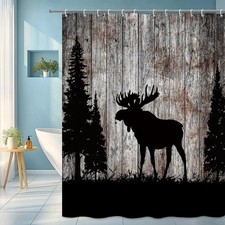 Moose and Trees Shower Curtain - Rustic Cabin Decor Shower Cabin price
