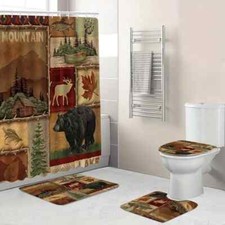 Mountain Cabin Lodge Bear Lake Fabric Shower Curtain And/Or Accessories, Choice Shower Cabin price