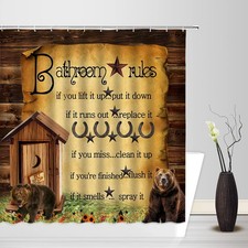 Rustic Primitive Country Shower Curtain Cabin Wild Animal Bear Brown Barn Doo... Shower Cabin price