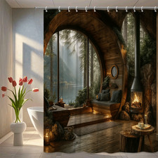 Rustic Cabin Shower Curtain - Nature-Inspired Forest Retreat Shower Cabin price