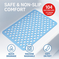 Non Slip Bathtub Mat 28x15 Inch Shower Mat with Drain Holes & Suction Cups Blue Bathtubs price