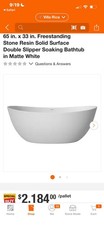 65 in. x 33 in. Freestanding Stone Resin Solid Surface Double Slipper Soaking Bathtubs price