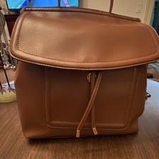 Kate & Mallory Brown Drawstring Backpack, Top Handle, Detachable Strap, Gold Women's Backpack price