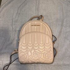 Michael Kors Beige Floral Quilted Small Backpack Top Handle Zip, Gold Hardware Women's Backpack price